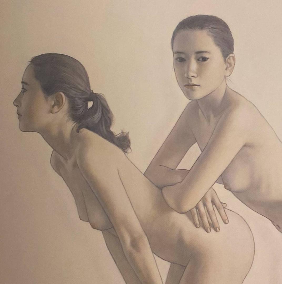 高塚省吾、【Wポーズ】、希少な額装用画集画、新品高級額 額装付、状態良好