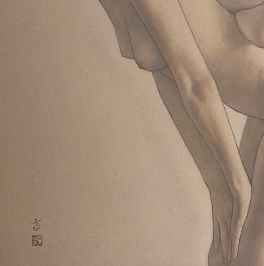 高塚省吾、【Wポーズ】、希少な額装用画集画、新品高級額 額装付、状態良好