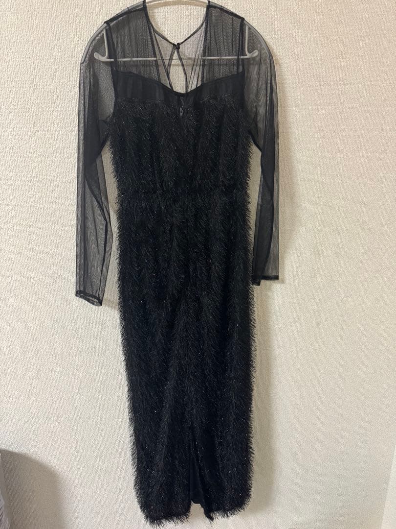 glitter shaggy dress ブラック