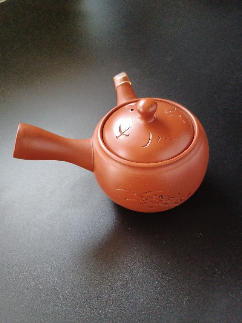 朱泥　常滑焼　千洞造　急須　湯冷まし　お茶碗　煎茶道具　カニ　蟹　彫刻　煎茶