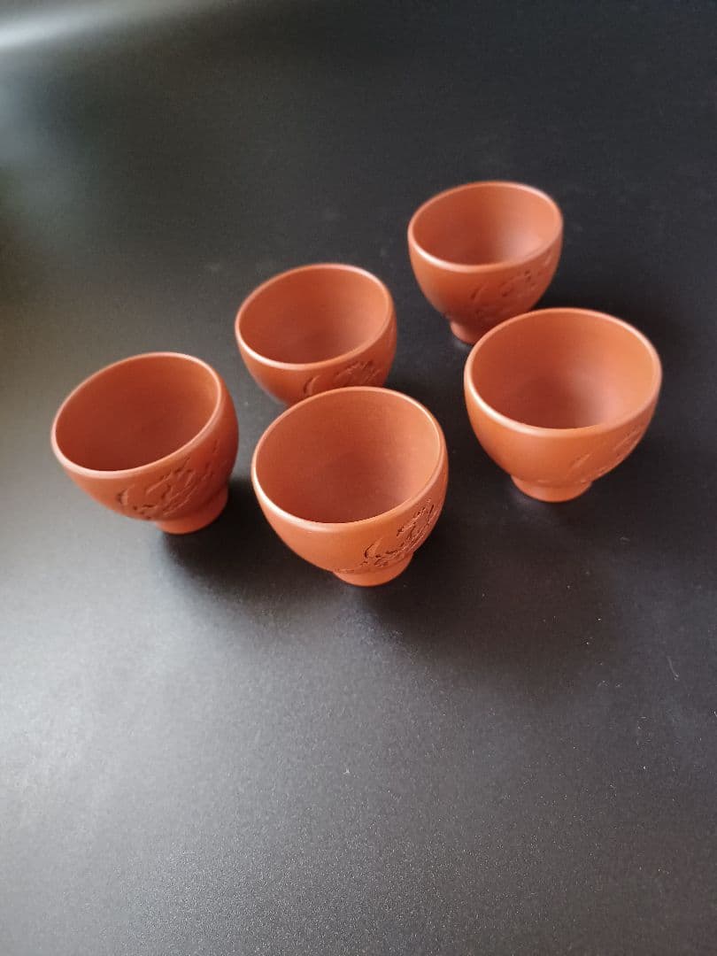 朱泥　常滑焼　千洞造　急須　湯冷まし　お茶碗　煎茶道具　カニ　蟹　彫刻　煎茶