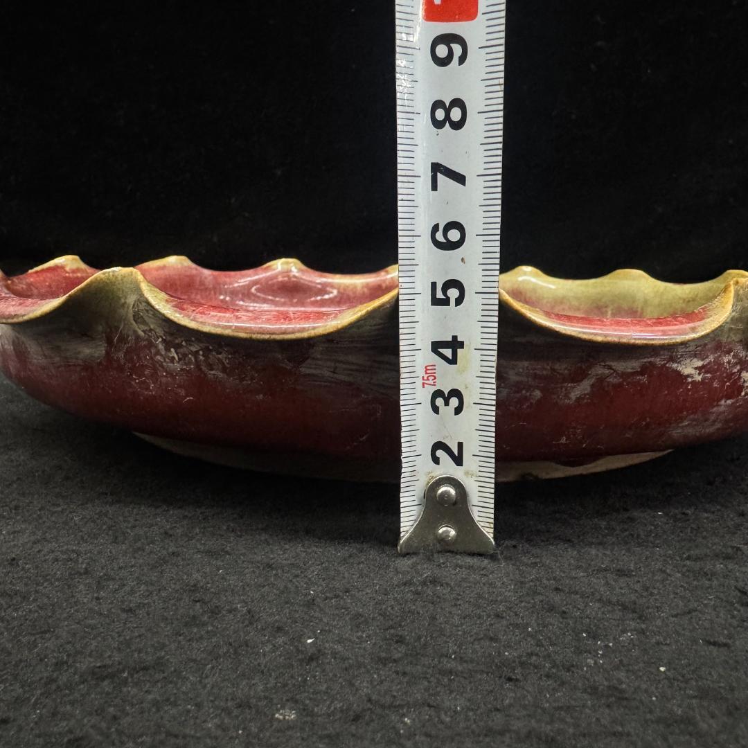 旧家蔵出古美術 中国古玩 鈞窯刻詩描金 花口果盤 古陶磁器 皿