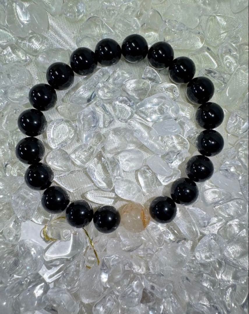 【専用】タイチンルチル×モリオン（黒水晶）10mm アクアマリーン9.5mm