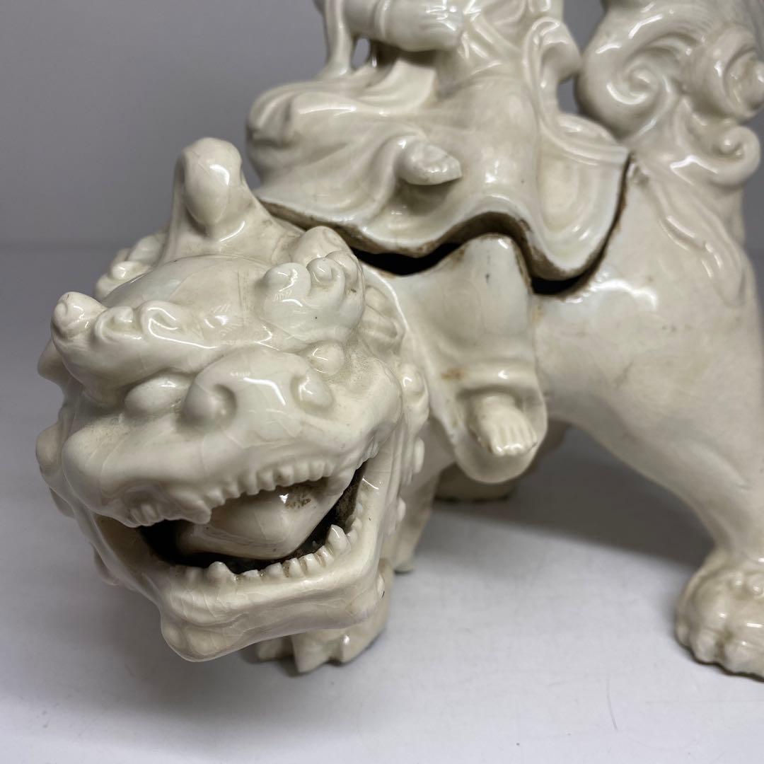 専用　江戸時代　平戸白磁獅子のっ高さ20.6cm 東H5-1016 トコサ