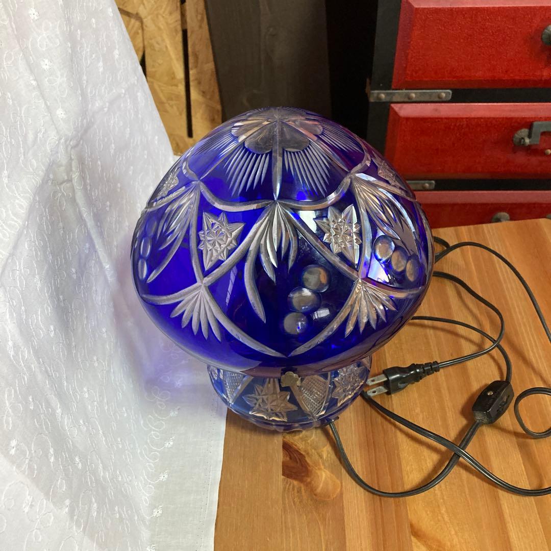 コバルトブルー カットガラスランプ