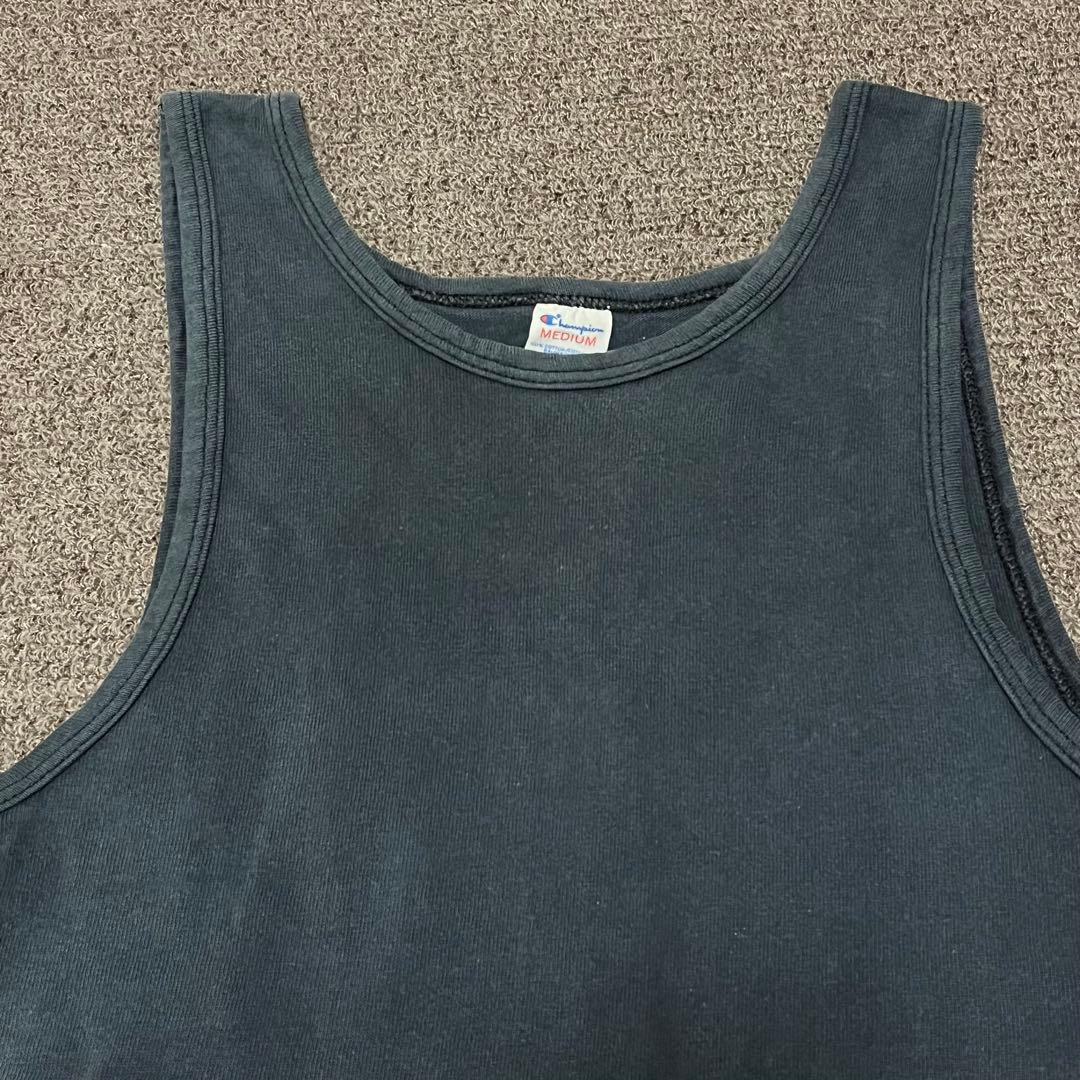 レア　80s Champion トリコタグ ブラック タンクトップ 美フェード