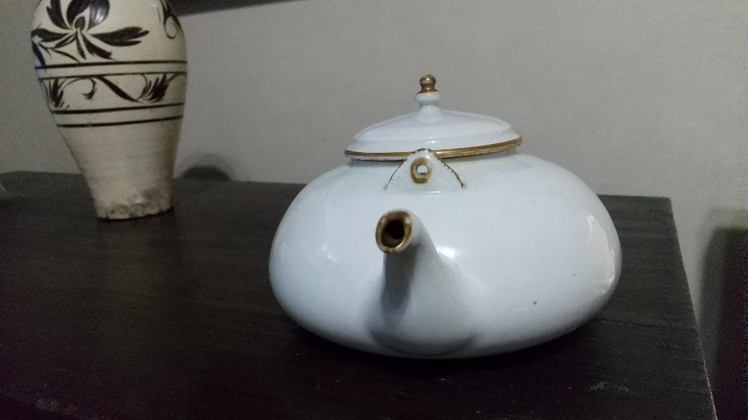 時代　白磁　ティー・ポット　急須　茶器　無傷