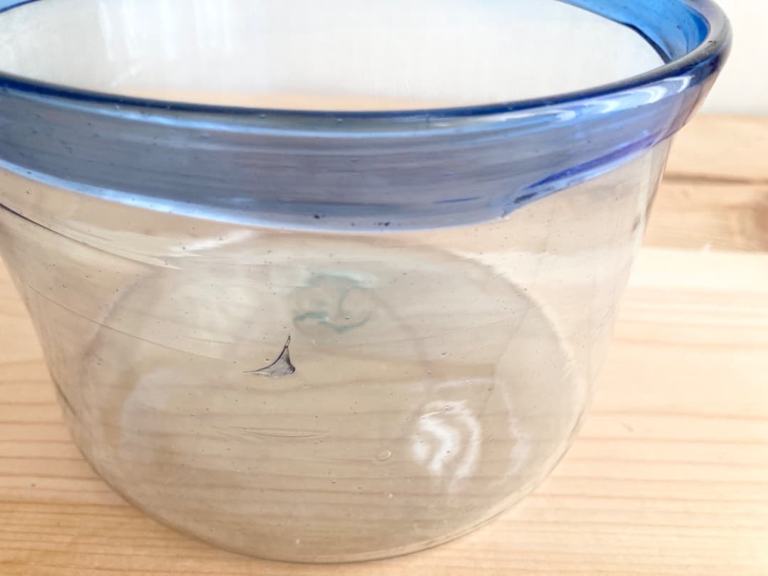 青いライン　ガラス鉢