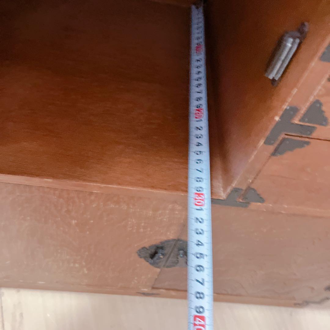 からくり箪笥　耐火金庫付き　アンティーク　昭和レトロ　小物入れ　鍵　ナンバー付き