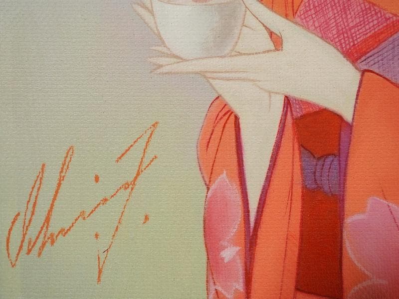 【最終値下げ】人物画　油絵　鶴田一郎　和服美人画　F6　額付き　手描き　肉筆