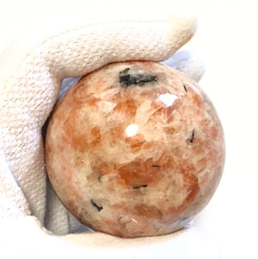 【高品質】美品 サンストーン原石 エネルギーの塊 丸玉 パワーストーン