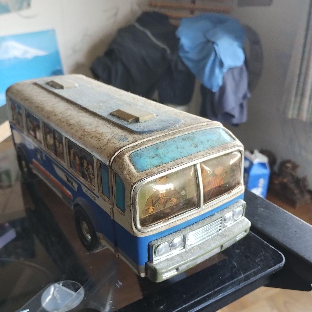 バス型おもちゃ 金属製 青と白