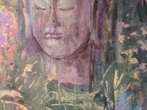 【真作】絵画　日本画　静寂の中の微笑　柔らかな色彩の幻想的な仏画　W55