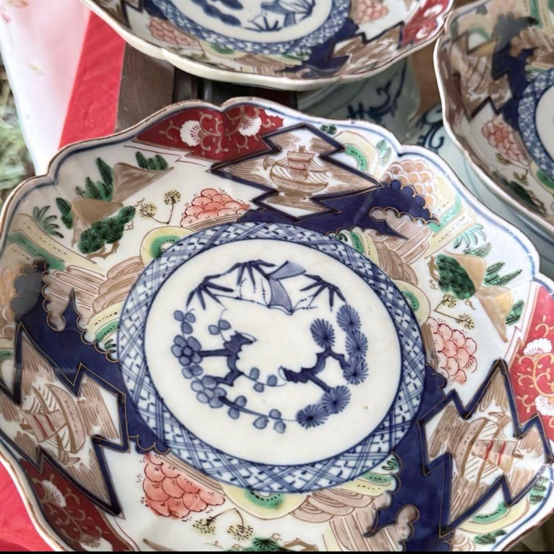 K様へ感謝お嫁入り‼️最強運GOLD伊万里錦手帆かけ舟❌山水❌米俵在銘八寸皿2客