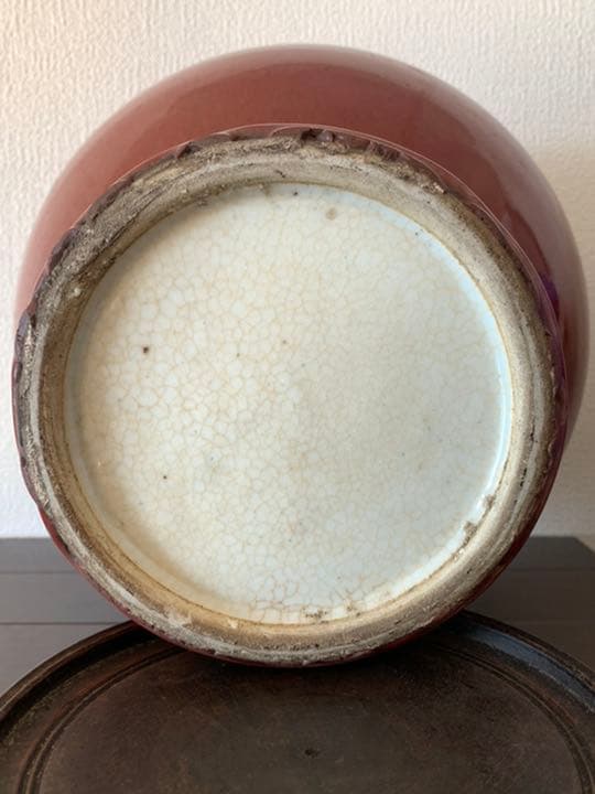 【希少品】古美術　辰砂釉壺　清時代　共箱/西—1