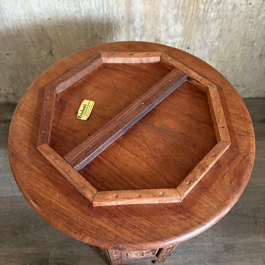 シーシャムウッド　彫刻テーブル　サイドテーブル　インド製　ヴィンテージ　②