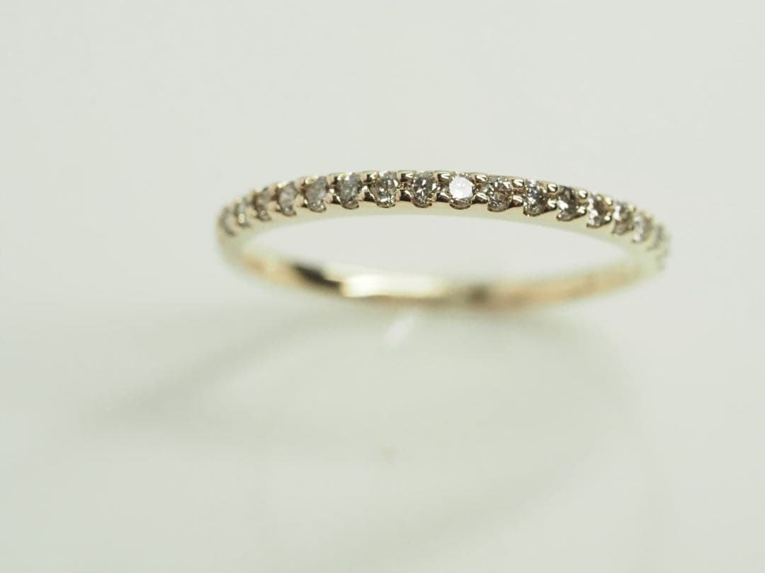 キラキラ可愛い♡K10YG 天然ダイヤモンドハーフエターナルリング