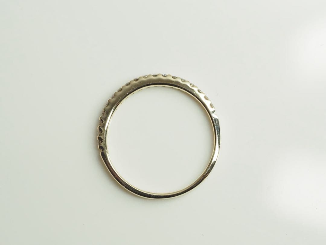 キラキラ可愛い♡K10YG 天然ダイヤモンドハーフエターナルリング