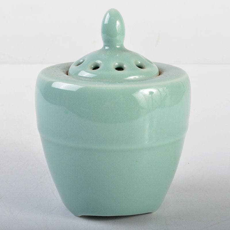 京焼　虚心庵　二代　加藤渓山作　砧青磁　香炉　共箱　V R4508