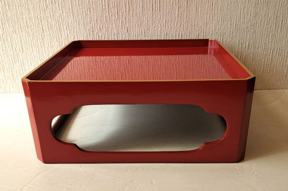 明治40年 輪島塗 大極上本堅地 足付き膳 供養膳 +丸盆2枚