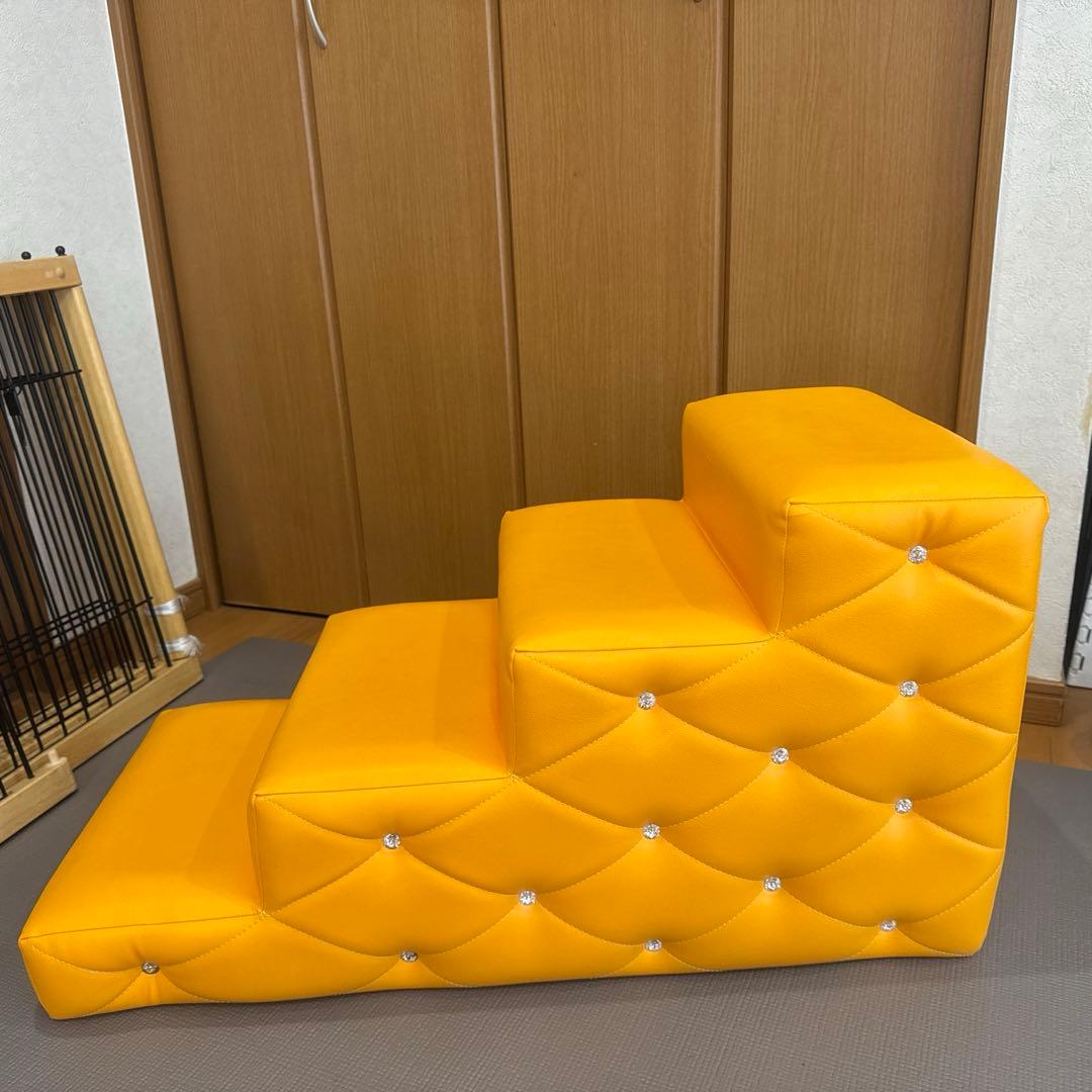 ラグジュアリー ドッグステップ 4段 スワロフスキー オレンジ