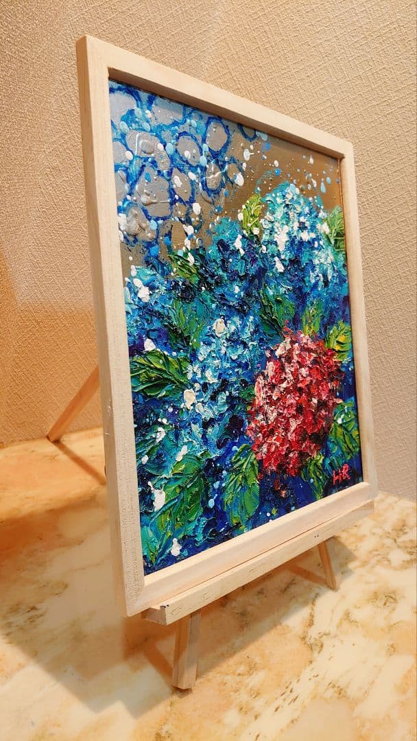 油絵 絵画【紫陽花】【色紙】