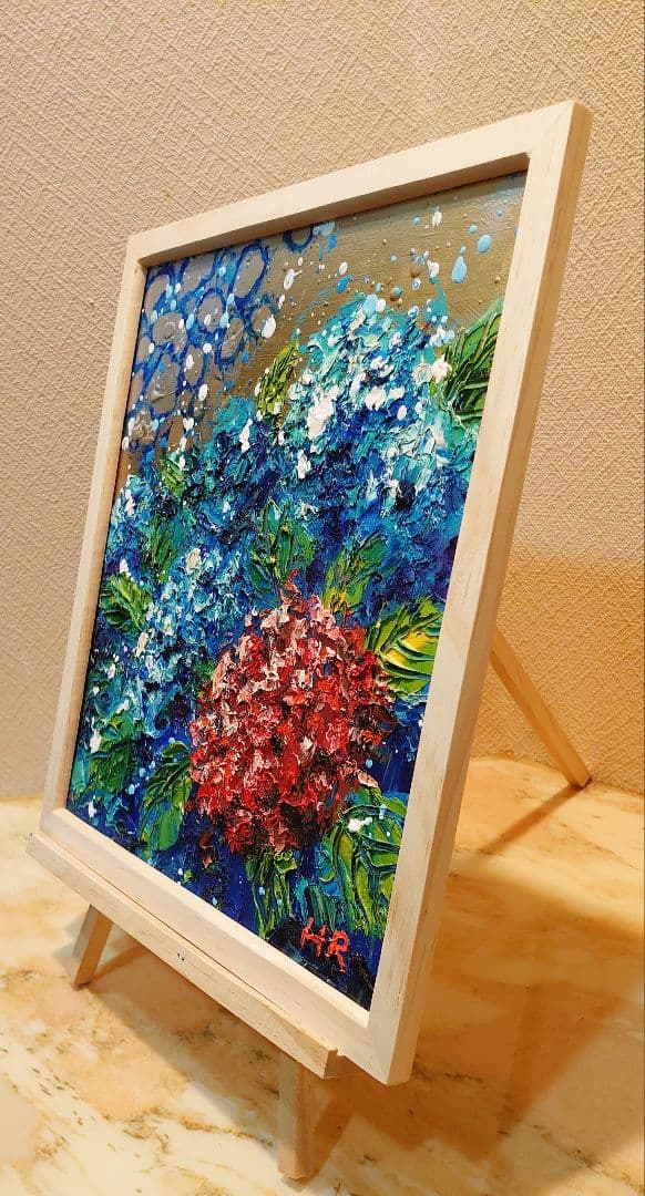 油絵 絵画【紫陽花】【色紙】