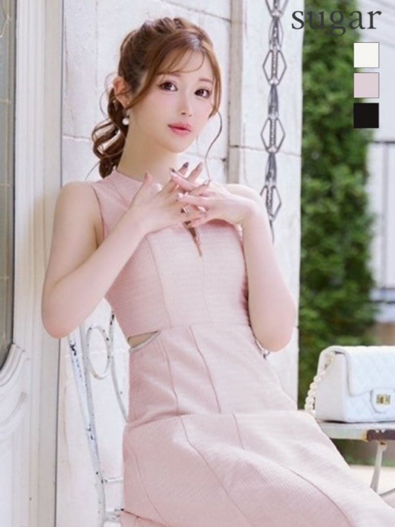 DEA ローブドフルール　ピンクロングワンピース　キャバ　クリスマス　パーティ