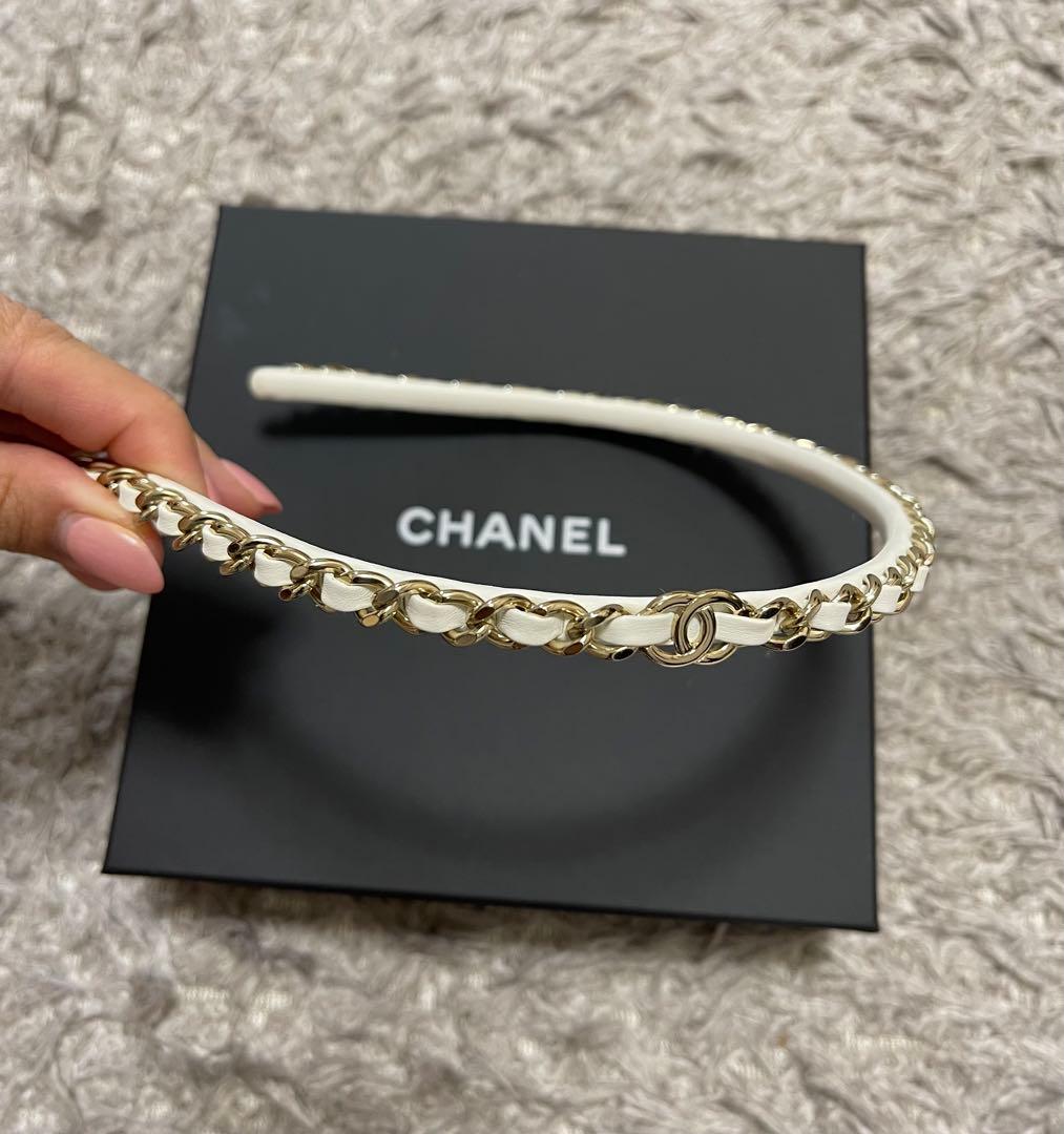 2024 現行品色違いCHANELシャネル チェーン カチューシャ 黒×ゴールド