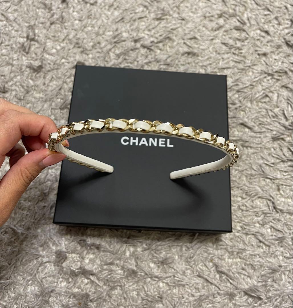 2024 現行品色違いCHANELシャネル チェーン カチューシャ 黒×ゴールド