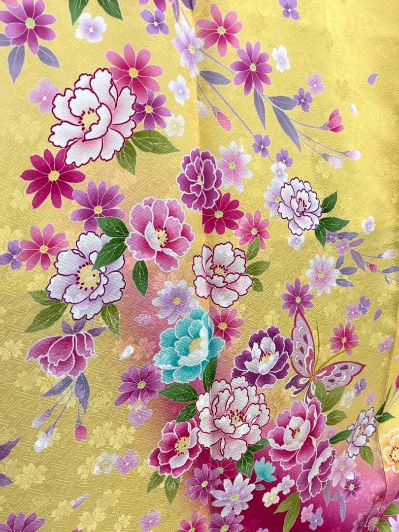 振袖フルセット　1127 黄色　正絹　振袖　格安！