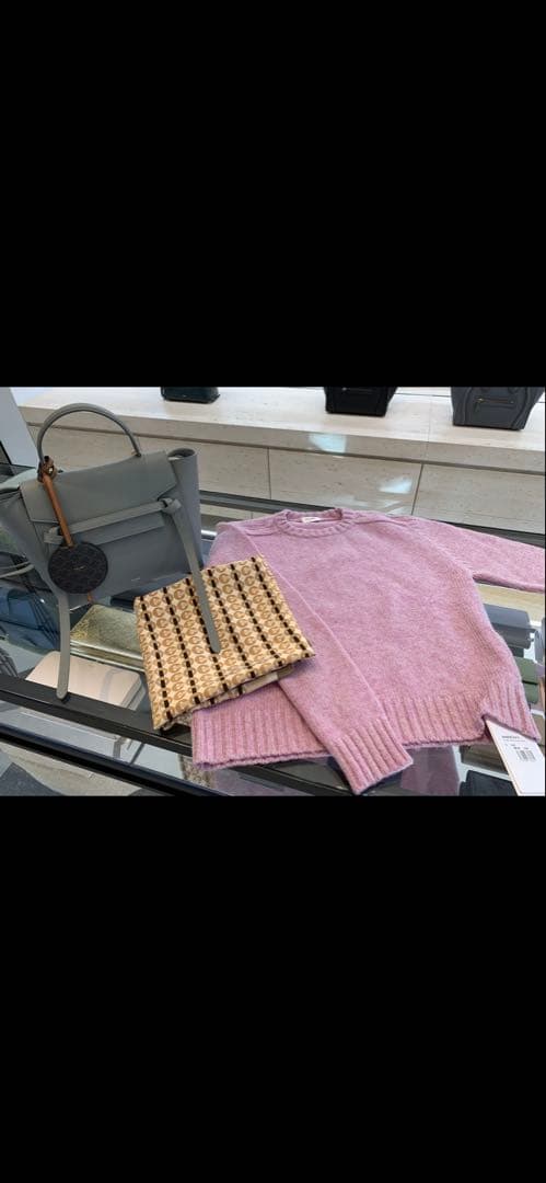 【極美品】【値下げ】CELINE ベルトバッグ　グレー/水色保存袋付き