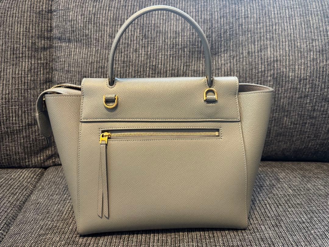 【極美品】【値下げ】CELINE ベルトバッグ　グレー/水色保存袋付き