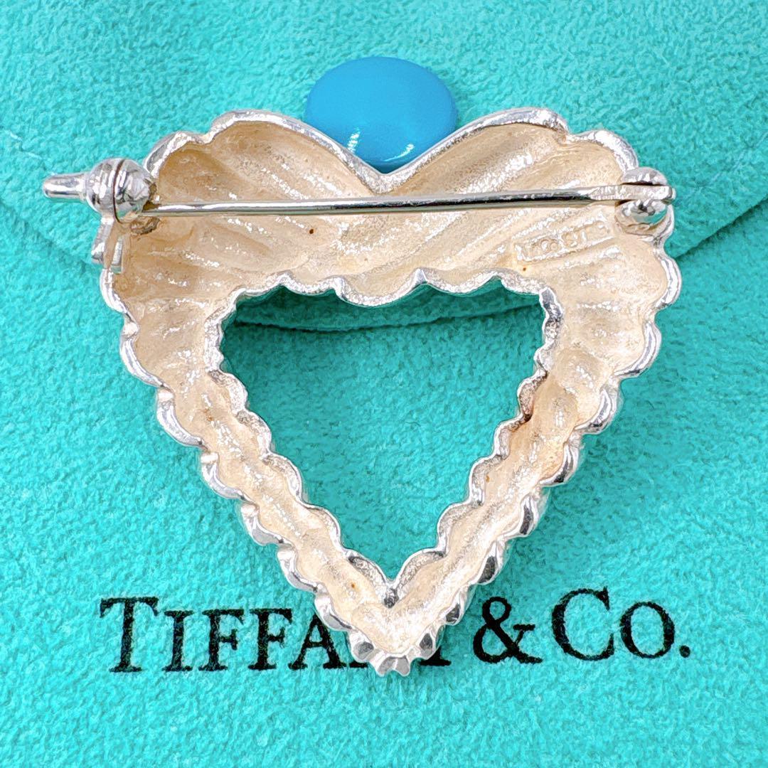 極美品 オールドティファニー ツイスト ハート ブローチ シルバー925