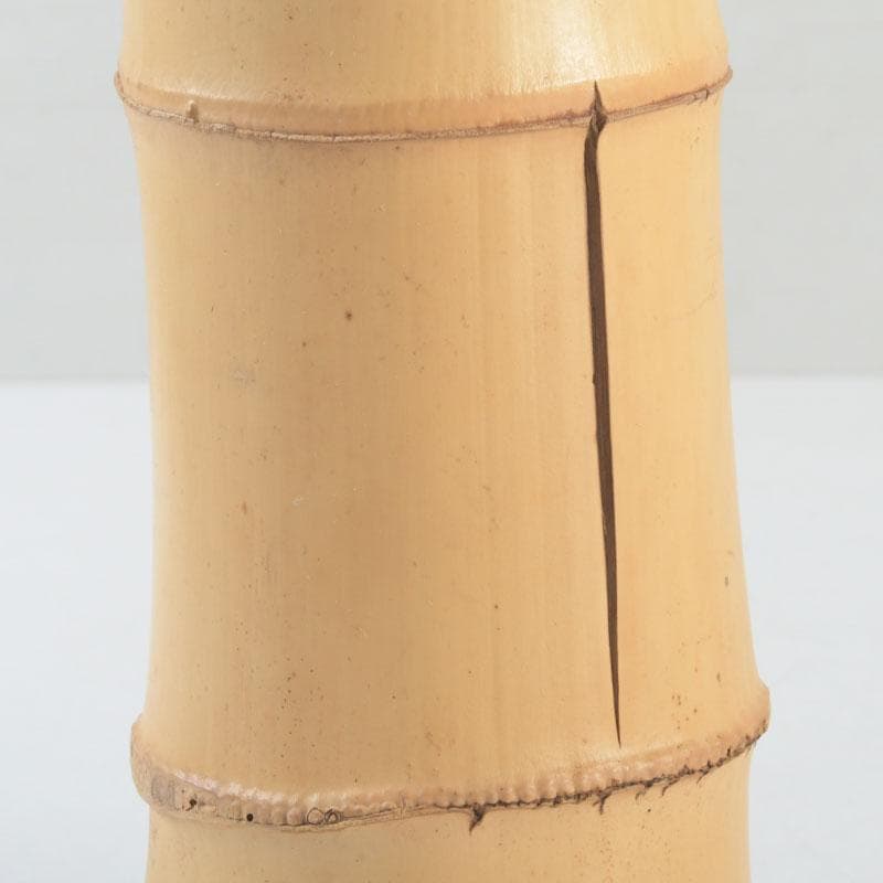 茶道具　指物師　稲垣信斎作　一重切　竹花入　銘「清水」　共布共箱　V　9472