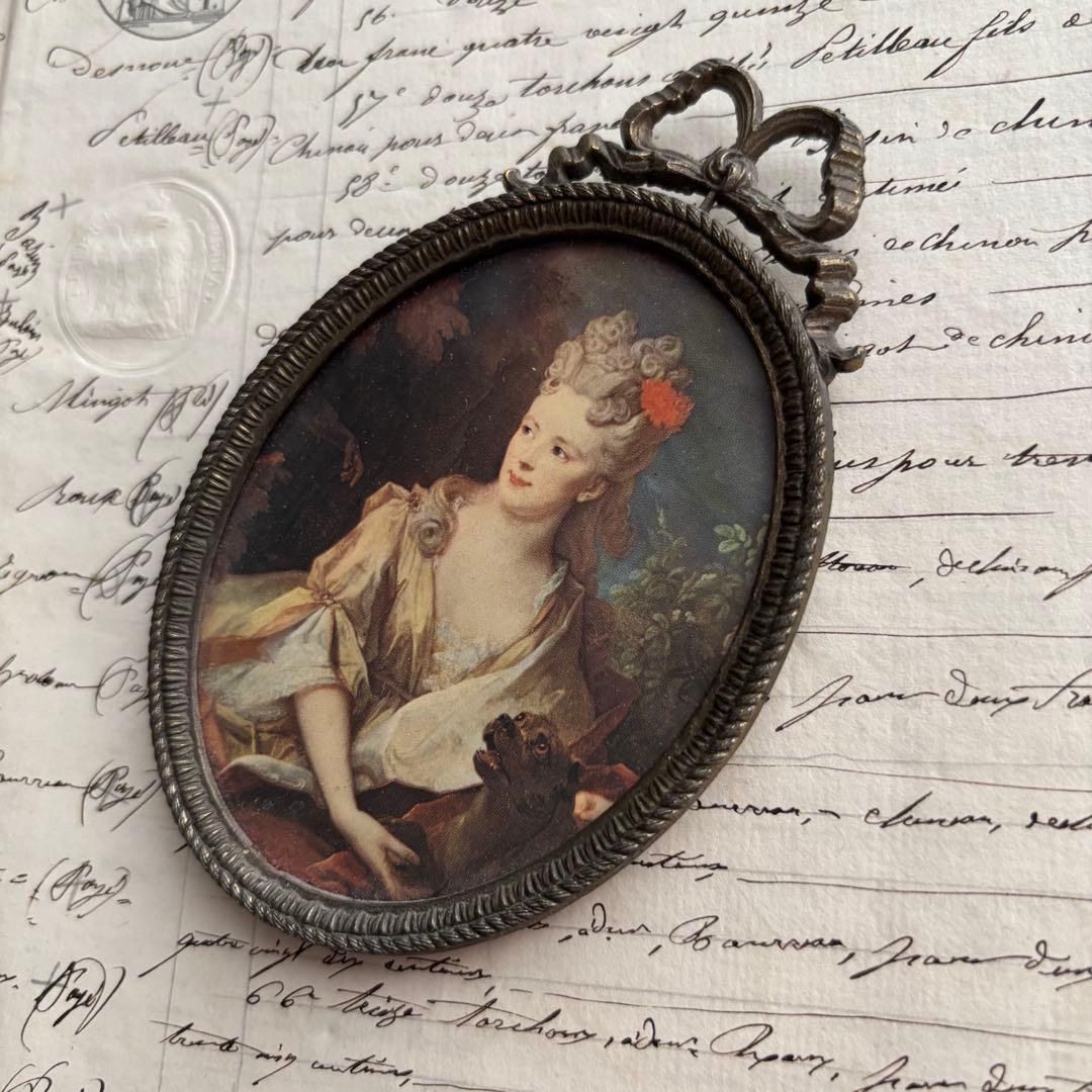 【イタリア製】ヴィンテージ オルモル アートフレーム ブラス 肖像画 オーバル型