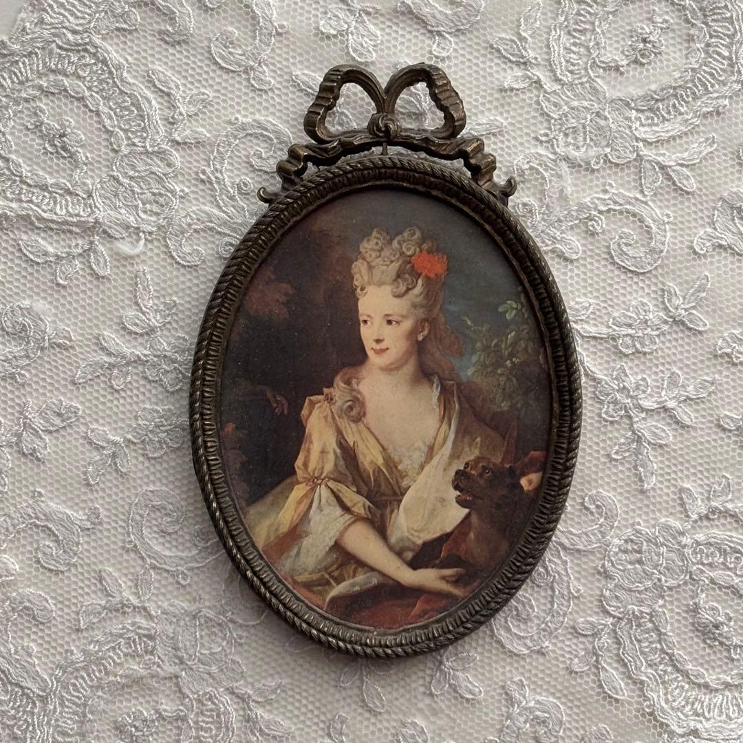 【イタリア製】ヴィンテージ オルモル アートフレーム ブラス 肖像画 オーバル型