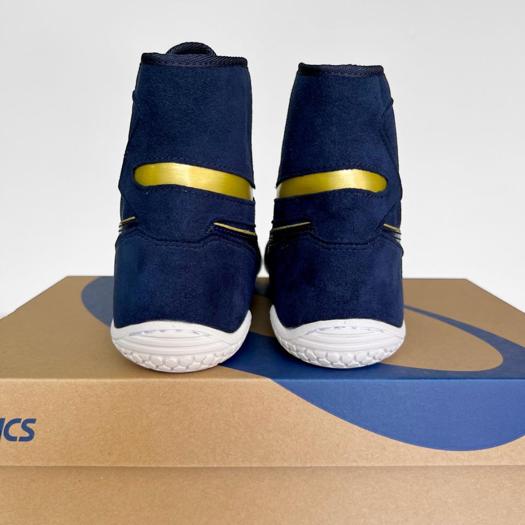 asics レスリングシューズ 1083A001 ネイビーxゴールド27.5cm