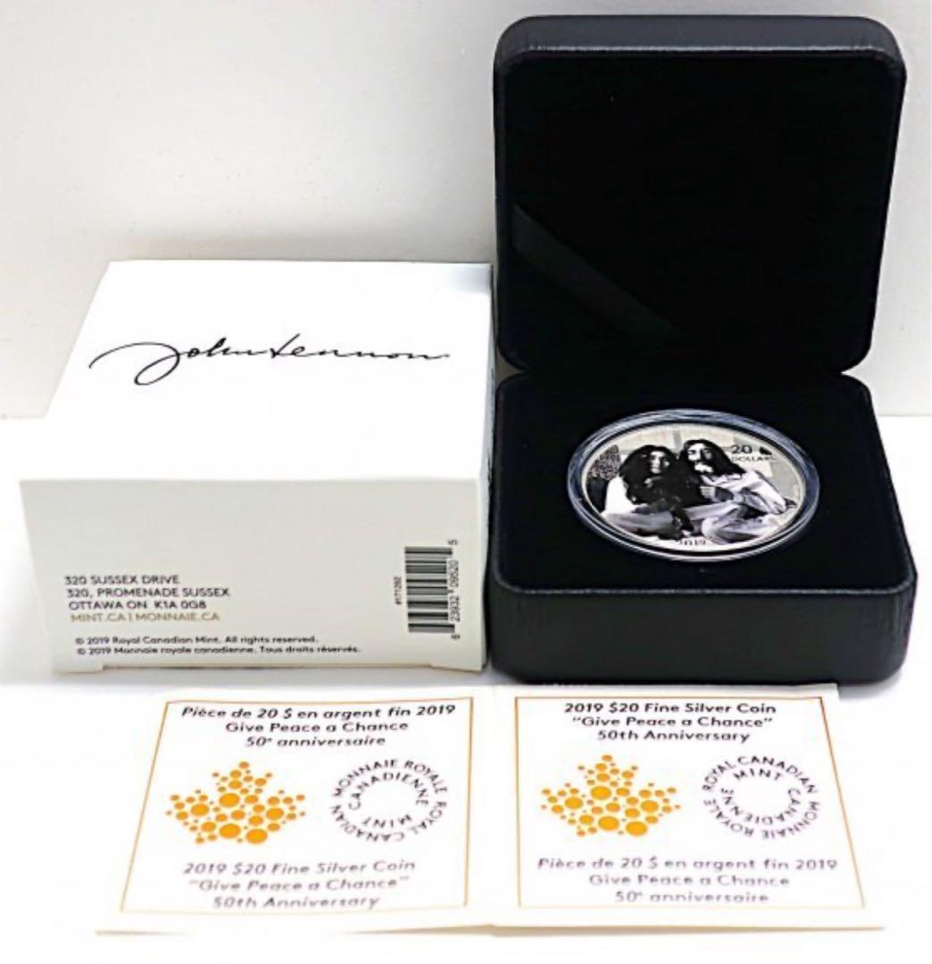 新品未使用銀貨★ジョンレノン＆ヨーコ超レア記念カナダ20ドル(2019年)