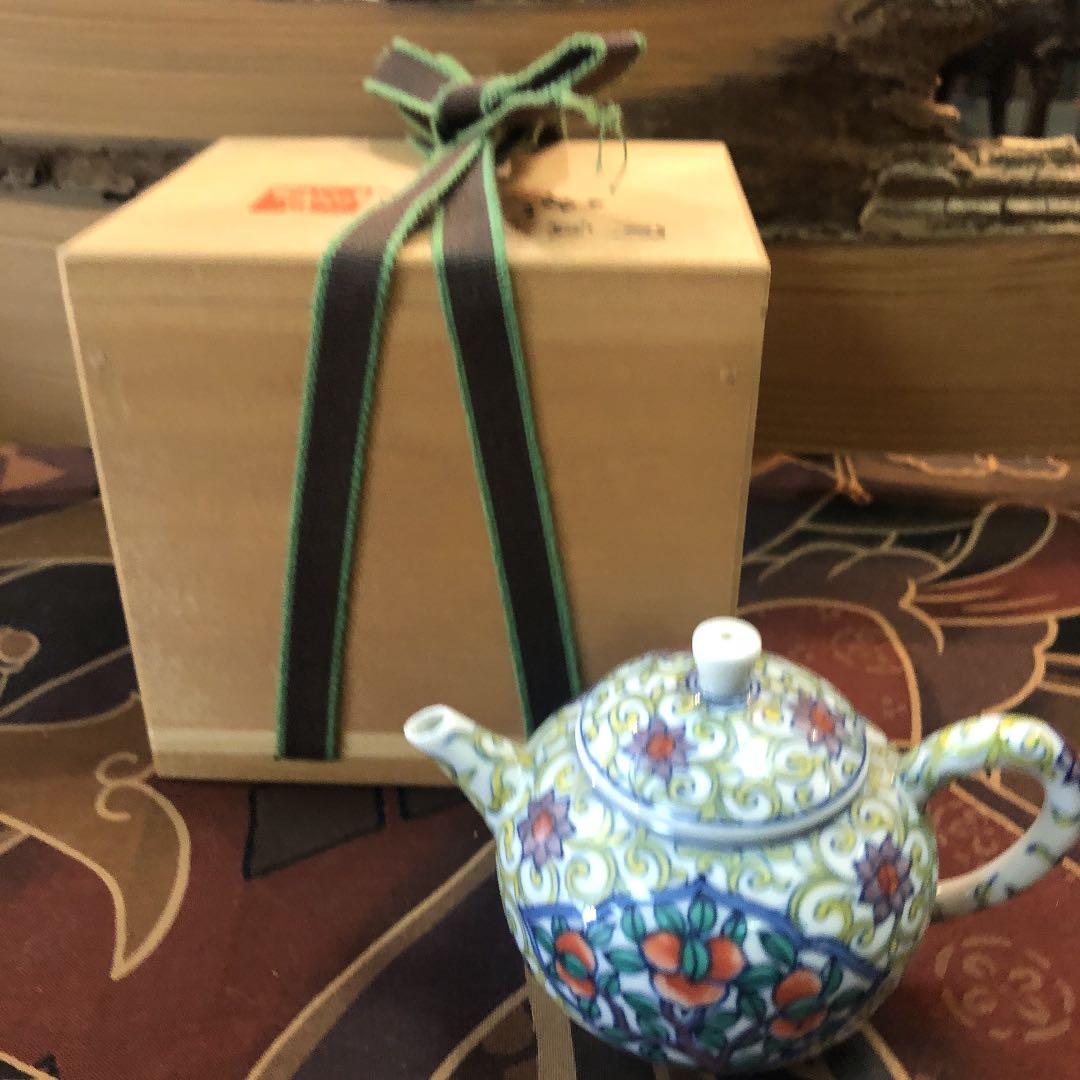 グリン玉　急須　煎茶　京焼清昌作　木箱入