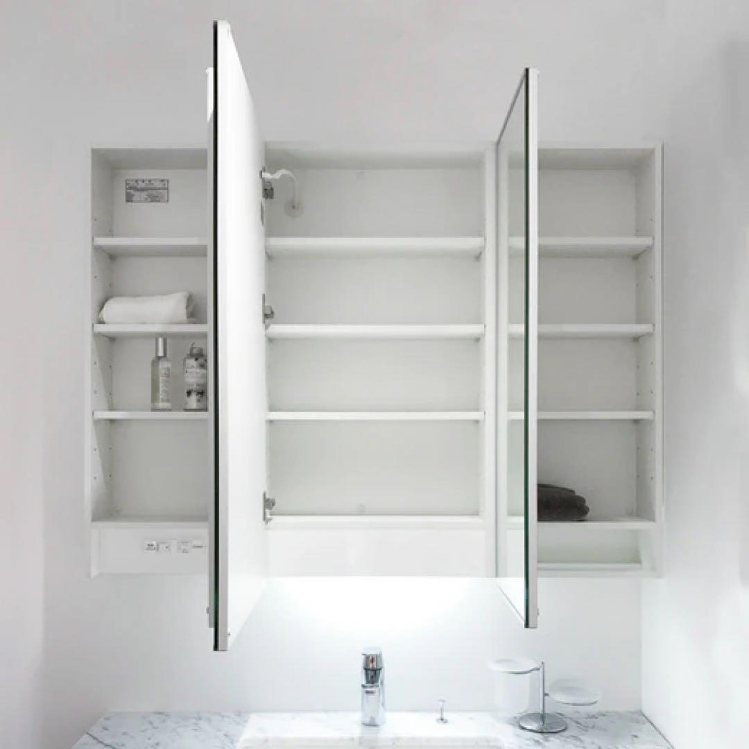 ステムズミラーボックスLED W900 ミラタップ サンワカンパニー 鏡台 洗面