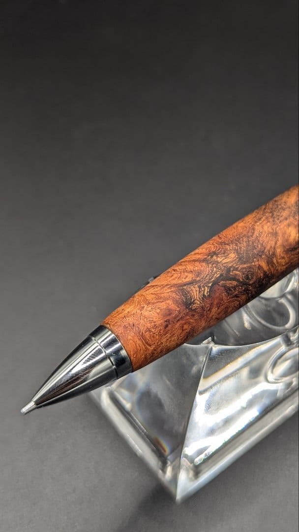 262ペン工房翌檜　花梨　紅白　源平　瘤杢　木軸シャーペン　木軸ボールペン