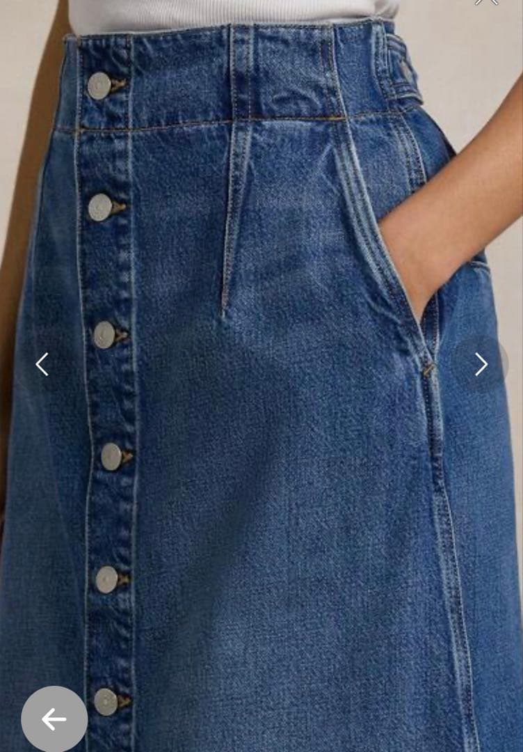 RALPH LAURENラルフローレン　Aライン　デニム　スカート　ボタン