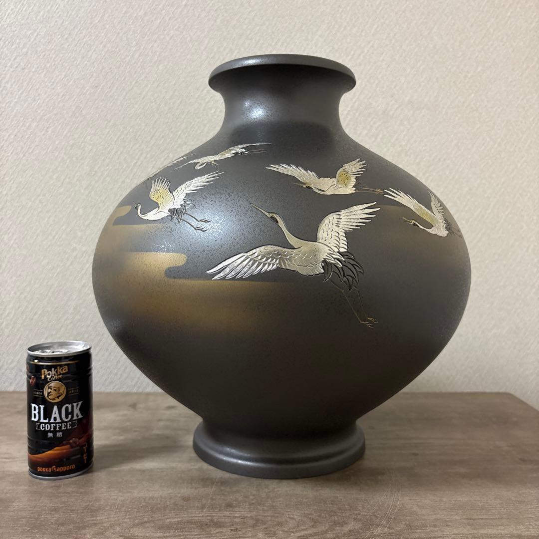 大型　特大　真峰　高岡銅器　花瓶　飾り壺　ビンテージ〈検 茶道　池坊　立花　置物