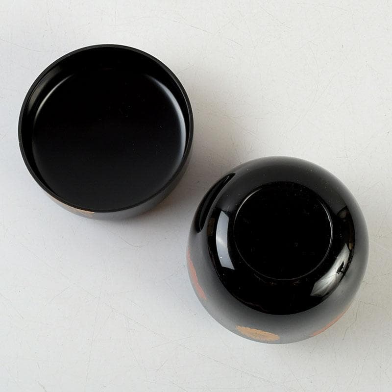 茶道具　和田寿峰作　水目　黒真塗　菊桐蒔絵　中棗　共箱　V　9378