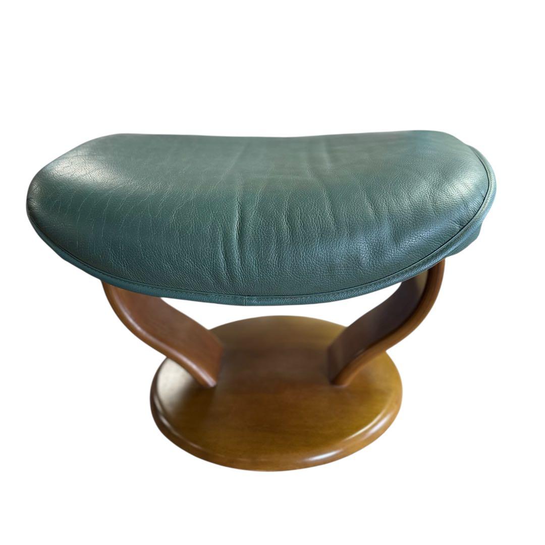 HR667 【総革】カリモク　karimoku 緑　グリーン レザー　木製