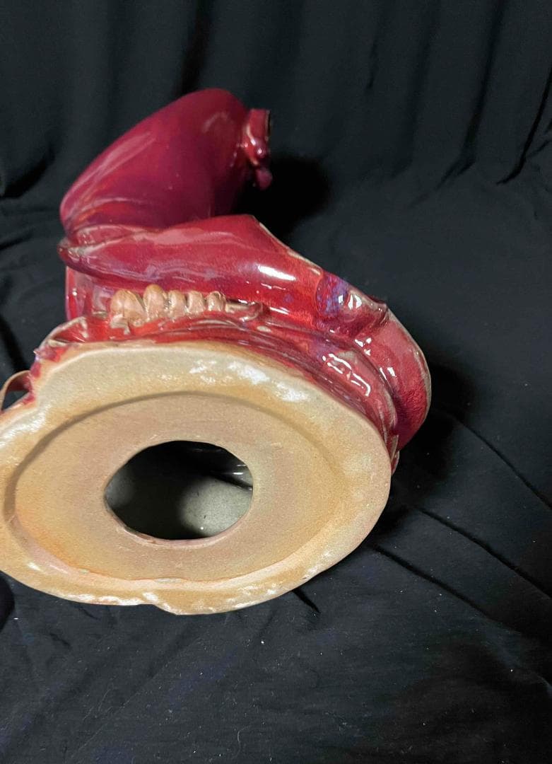 清时代 鈞窯　紫紅釉鈞窯達摩　窯変釉　辰砂　唐物　古賞物(B-101)