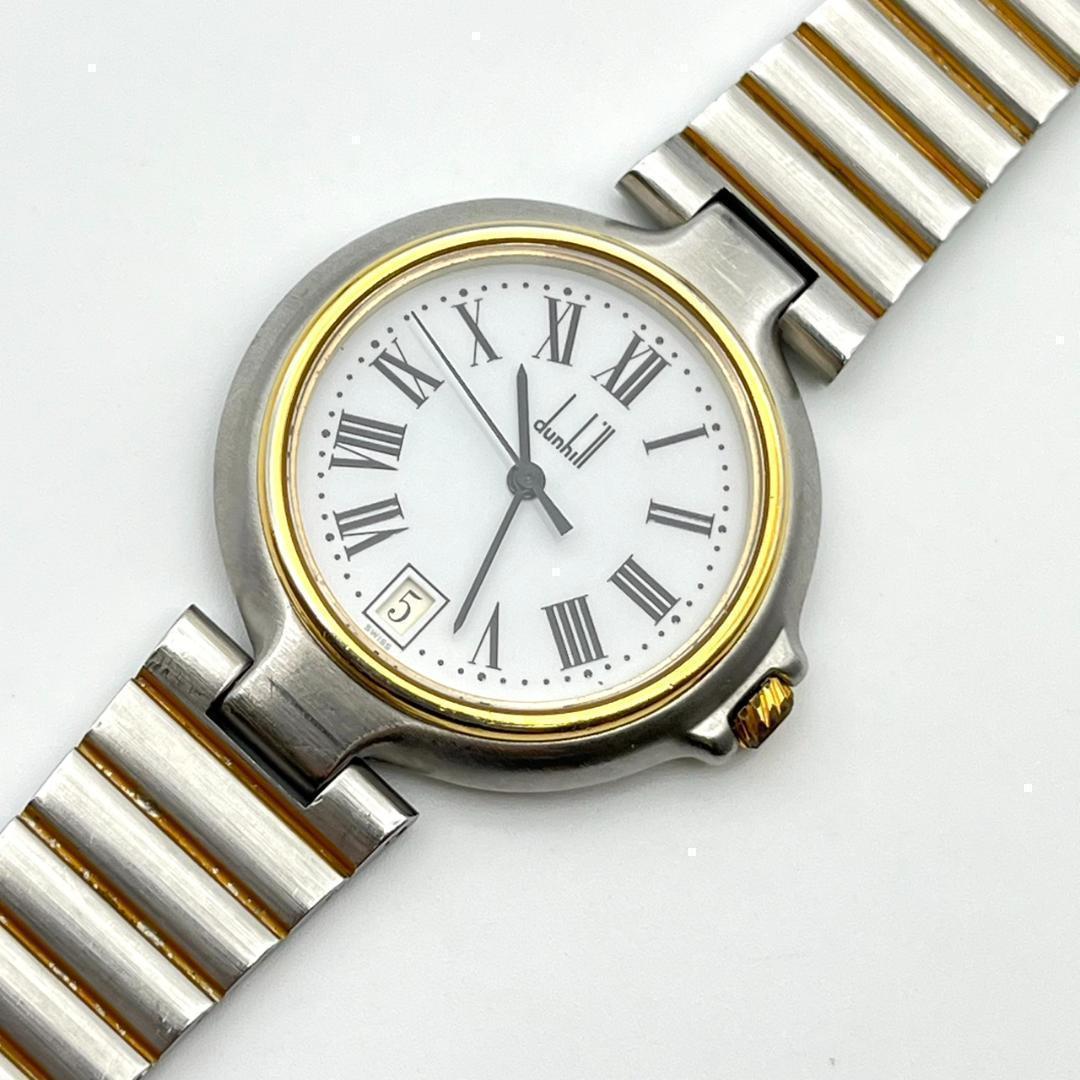 良品 ダンヒル ミレニアム 腕時計 ローマン デイト 電池交換済 ラウンド