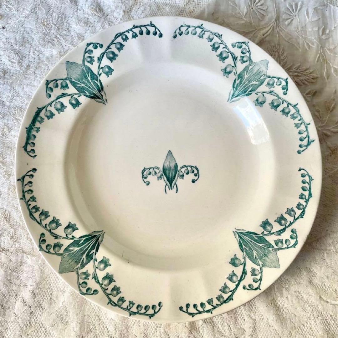 ロンシャンすずらんプレート平皿深皿2枚セット　ミュゲフランスアンティークスズラン