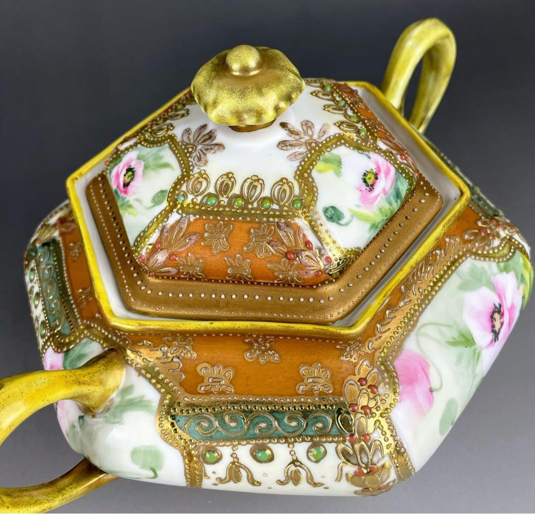 【希少】オールドノリタケ 約２４cm ポピー紋ジュエル付 ビスケットジャー